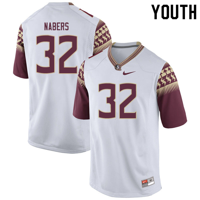Youth #32 Gabe Nabers Florida State Seminoles College Football Jerseys Sale-White